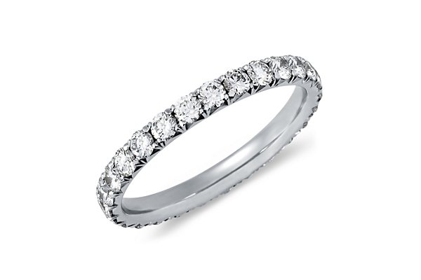 French Pavé Diamond Eternity Ring in Platinum (1 ct. tw.) - Diamond ...