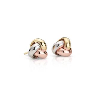 Trio Love Knot Earrings in 14k Tri-Color Italian Gold (9.5mm)