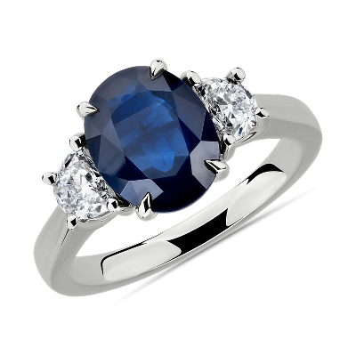 Oval Sapphire and Diamond Ring in Platinum (10x8mm)
