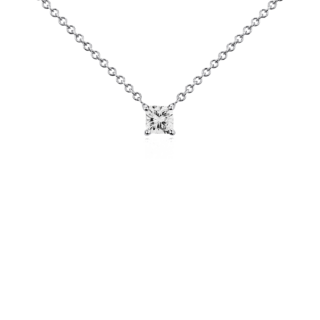 Cushion Diamond Solitaire Pendant in 14k White Gold (1/3 ct. tw.)