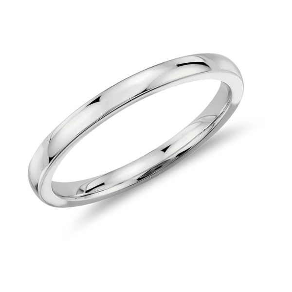Low Dome Comfort Fit Wedding Ring in 14k White Gold (2mm)