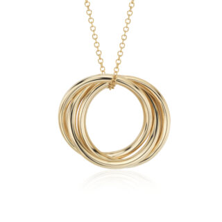 18" Infinity Rings Pendant in 14k Yellow Gold (1 mm)