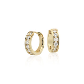 Mini Channel-Set Huggie Hoop Earrings in 14k Yellow Gold (1/2 ct. tw.)