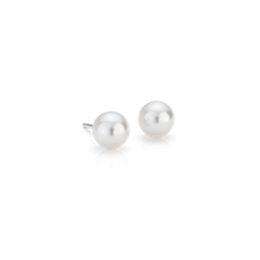 Premier Akoya Cultured Pearl Stud Earrings in 18k White Gold (6-6.5mm)