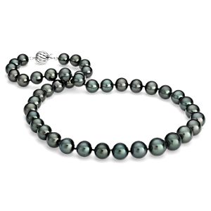 Tahitian Cultured Pearl Strand Necklace in 18k White Gold (8.0-10.5mm)