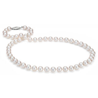 Classic Akoya Cultured Pearl Strand Necklace in 18k White Gold (7.0-7.5mm)