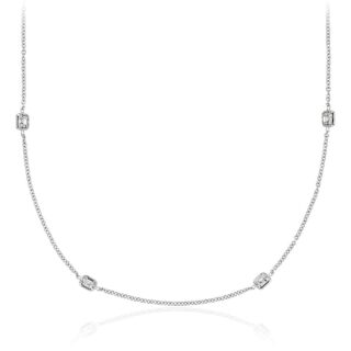 Fancies by the Yard Asscher-Cut Bezel Diamond Necklace in 18k White Gold (2 ct. tw.)