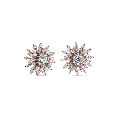 Sunburst Diamond Stud Earrings in 14k Rose Gold (1 ct. tw.)