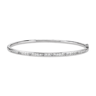 Channel-Set Diamond Bangle in 18k White Gold (1 ct. tw.)
