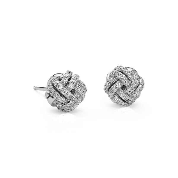 Love Knot Diamond Stud Earrings in 14k White Gold (5/8 ct. tw.)