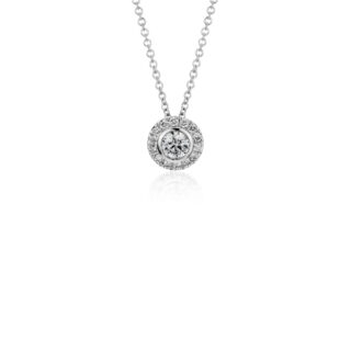 Round Diamond Bezel-Set Halo Pendant in 14k White Gold (1/2 ct. tw.)