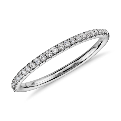 Petite Micropavé Diamond Ring in 14k White Gold (1/10 ct. tw.)