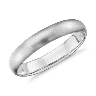 Matte Mid-weight Comfort Fit Wedding Ring in 14k White Gold (4mm)