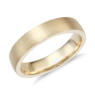 Matte Low Dome Comfort Fit Wedding Ring in 14k Yellow Gold (5mm)