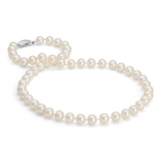 Freshwater Cultured Pearl Strand Necklace in 14k White Gold (8.0-8.5mm)