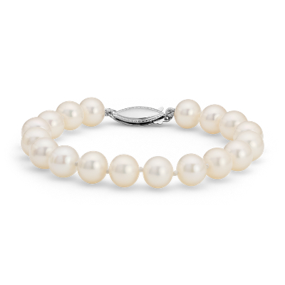 Freshwater Cultured Pearl Bracelet in 14k White Gold (8.0-8.5mm)