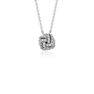 Love Knot Diamond Necklace in 14k White Gold (1/4 ct. tw.)