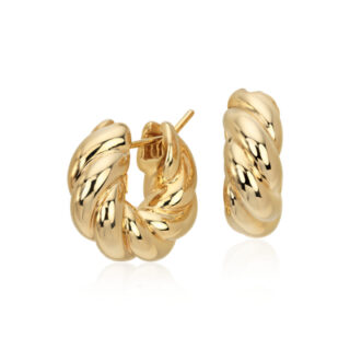 Classic Twisted Hoop Earrings in 14k Yellow Gold (7 x 18.5 mm)
