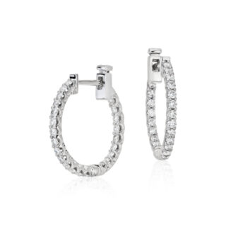 Classic Diamond Hoop Earrings in 18k White Gold (3/4 ct. tw.)