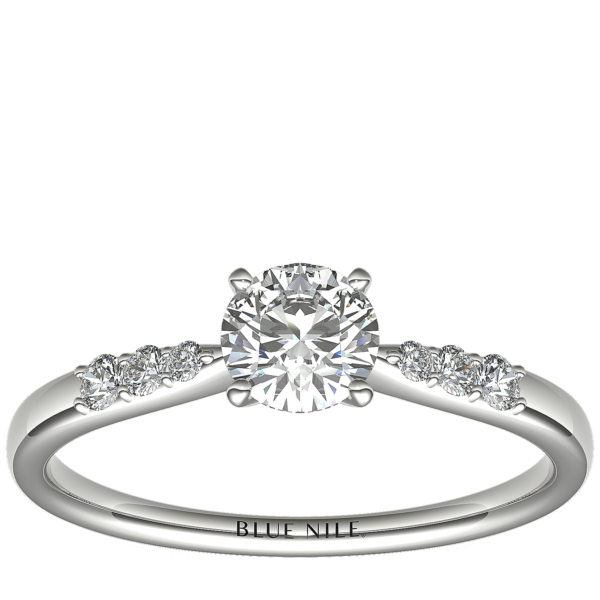 1/2 Carat Ready-to-Ship Petite Diamond Engagement Ring in 14k White Gold