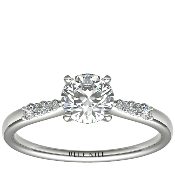 3/4 Carat Ready-to-Ship Petite Diamond Engagement Ring in 14k White Gold