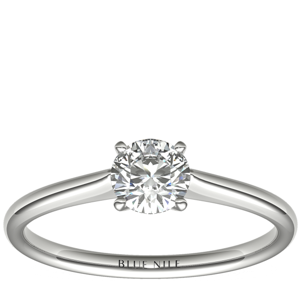 1/2 Carat Ready-to-Ship Petite Solitaire Engagement Ring in 14k White Gold