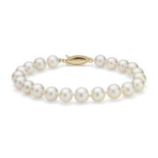 Freshwater Cultured Pearl Bracelet in 14k Yellow Gold (7.0-7.5mm)