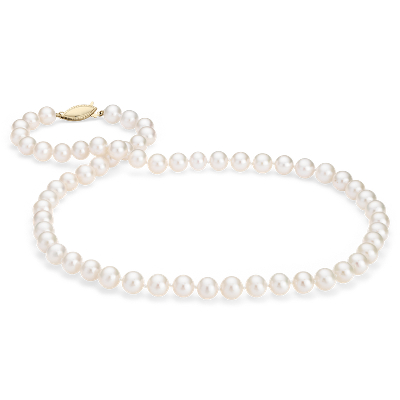 Freshwater Cultured Pearl Strand with 14k Yellow Gold (7.0-7.5mm)
