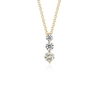 Three-Stone Drop Diamond Pendant in 18k Yellow Gold (1 ct. tw.)