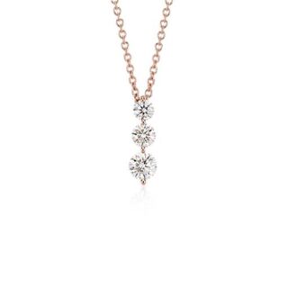Three-Stone Drop Diamond Pendant in 18k Rose Gold (1 ct. tw.)