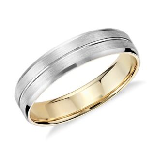Matte Inlay Wedding Ring in Platinum and 18k Yellow Gold (5mm)
