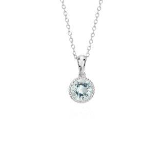 Aquamarine Rope Pendant in Sterling Silver (7mm)