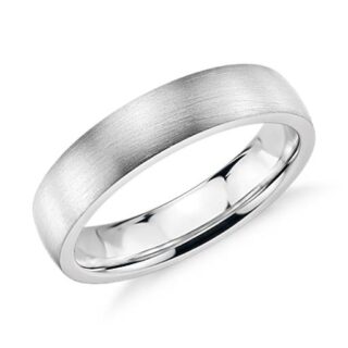 Matte Low Dome Comfort Fit Wedding Ring in Platinum (5mm)