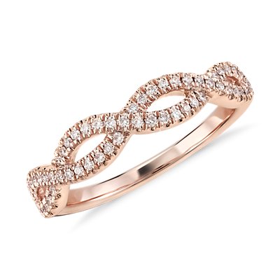 Infinity Twist Micropavé Diamond Wedding Ring in 14k Rose Gold (1/5 ct. tw.)