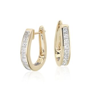 Princess-Cut Hoop Diamond Earrings in 18k Yellow Gold (1 1/2 ct. tw.)
