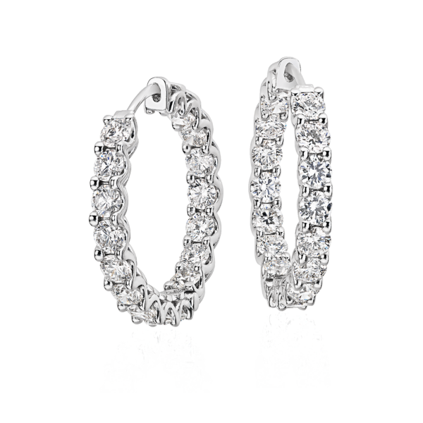 Diamond Eternity Hoop Earrings in 18k White Gold (5 ct. tw.)