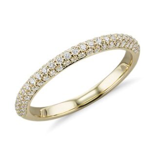 Trio Micropavé Diamond Wedding Ring in 18k Yellow Gold (1/3 ct. tw.)