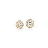 Vintage-Inspired Halo Diamond Stud Earrings in 14k Yellow Gold (3/4 ct. tw.)
