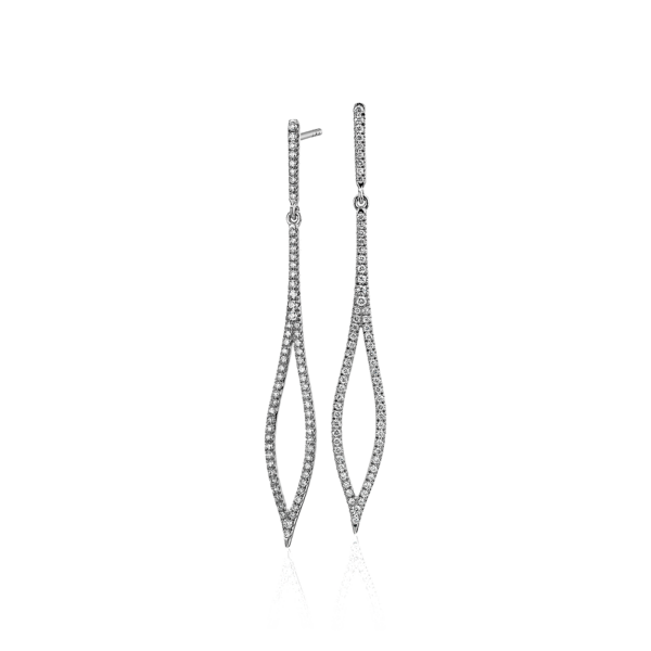 Pavé Diamond Open Drop Earrings in 14k White Gold (5/8 ct. tw.)
