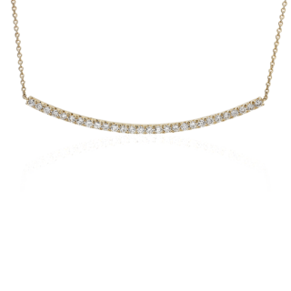 Delicate Curved Diamond Bar Necklace in 14k Yellow Gold (3/8 ct. tw.)