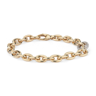 Chain Link Diamond Bracelet in 18k Italian Yellow Gold