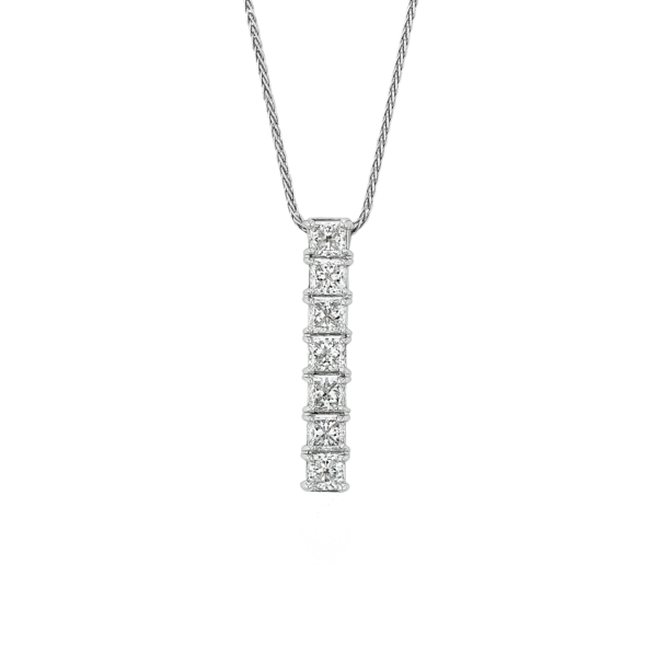 Blue Nile Signature Seven-Stone Princess-Cut Diamond Pendant in Platinum (1 ct. tw.)