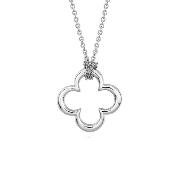 18" Open Clover Pendant in Sterling Silver (1 mm)