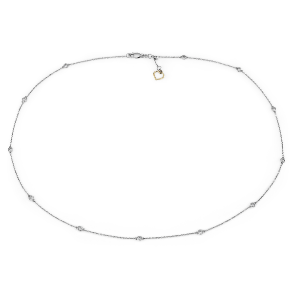 Diamond Station and Heart Necklace in 14k White Gold (1/2 ct. tw.)