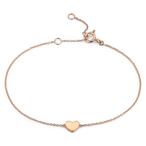 7" Petite Heart Bracelet in 14k Rose Gold (7.9 mm)