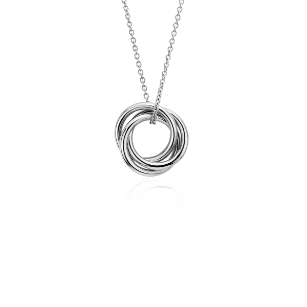 18" Petite Infinity Rings Pendant in 14k White Gold
