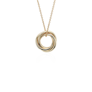 18" Petite Infinity Rings Pendant in 14k Yellow Gold