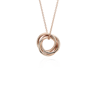 18" Petite Infinity Rings Pendant in 14k Rose Gold