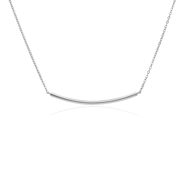 18" Smile Bar Necklace in Sterling Silver (1.25 mm)