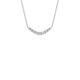 Mini Diamond Curved Bar Necklace in 14k White Gold (1/4 ct. tw.)